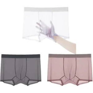 Neue Herren-Boxershorts Transparent Leichtgewichtig Herren-Unterwäsche Elastisch Mittlere Taille U-Konvex Dünn Durchsichtige Shorts Nahtlose Slips