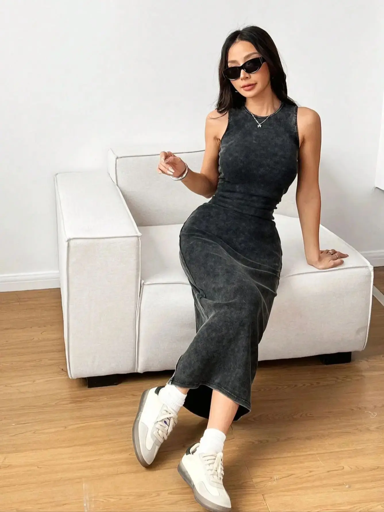 Sommer-Rundhalsausschnitt Für Damen, Figurbetont, Lässig, Cami-Kleid, Urlaubs-Outfits, Sommerkleider Für Damen Sommer-Rundhalsausschnitt Für Damen, Figurbetont, Lässig, Cami-Kleid, Urlaubs-Outfits, Sommerkleider Für Damen – Bild 6