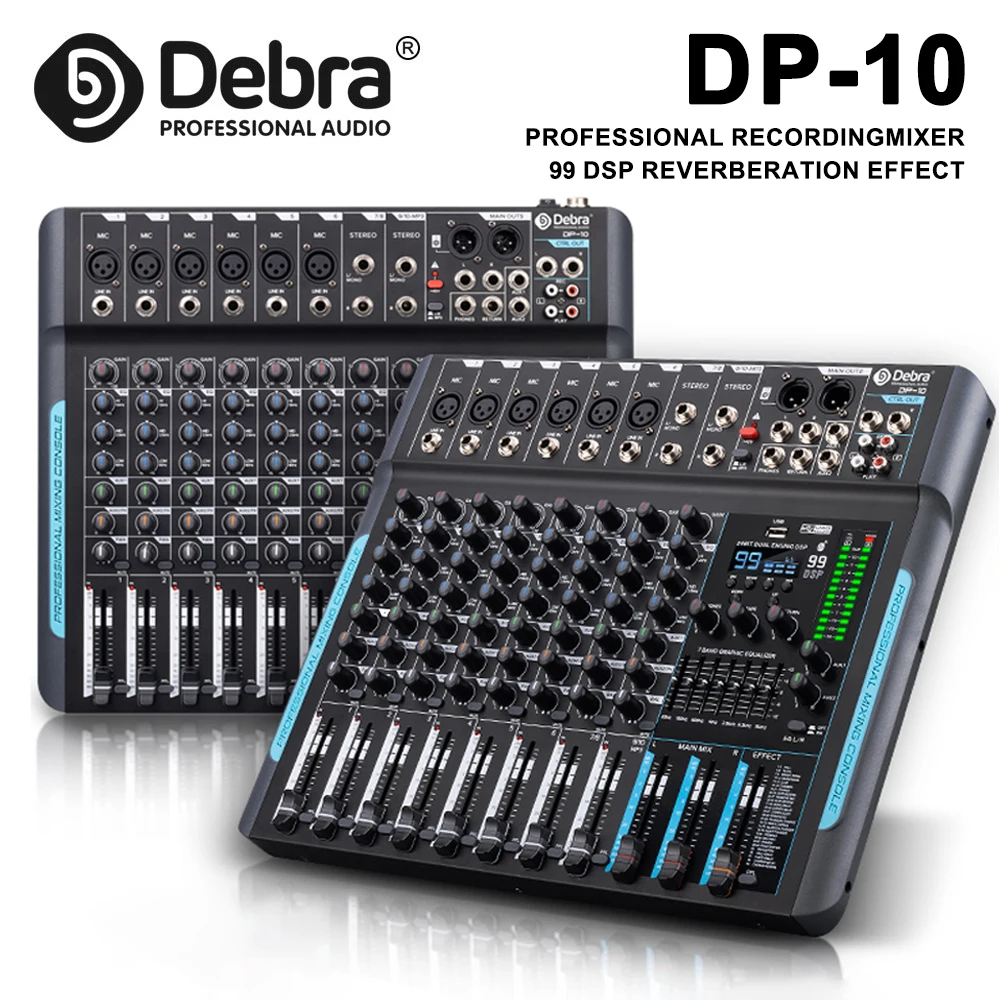 Debra Dp-10 10 Kanäle 99 Dsp Audio Mixer Dj Controller Reverb Aufnahme Mischen Mit Bluetooth 5.0 Professionelle Leistung Debra Dp-10 10 Kanäle 99 Dsp Audio Mixer Dj Controller Reverb Aufnahme Mischen Mit Bluetooth 5.0 Professionelle Leistung