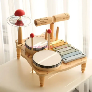 85AE Kids Musical Instrument Set Wooden Drum Toy Sensory Percussion Toy Toddler Gift