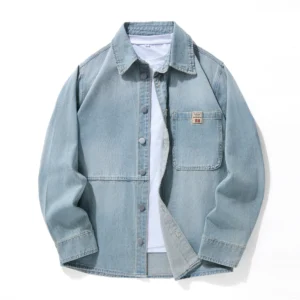 Herren Freizeit-Jeanshemdjacke im klassischen Button-Up-Workwear-Stil für Frühling und Herbst
