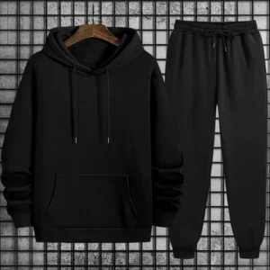 Herbst Winter Einfarbig Hoodie und Jogginghose Herren Trainingsanzug Urban Casual Fashion Sportswear Männlich Tägliches Training Jogginganzug
