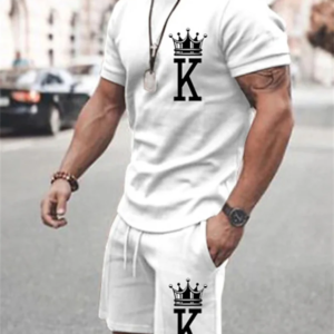 Neuer Sommer Herren Freizeit anzug übergroße zweiteilige einfache lässige Streetwear King Print Strand anzug Herren T-Shirt Shorts Sportswear