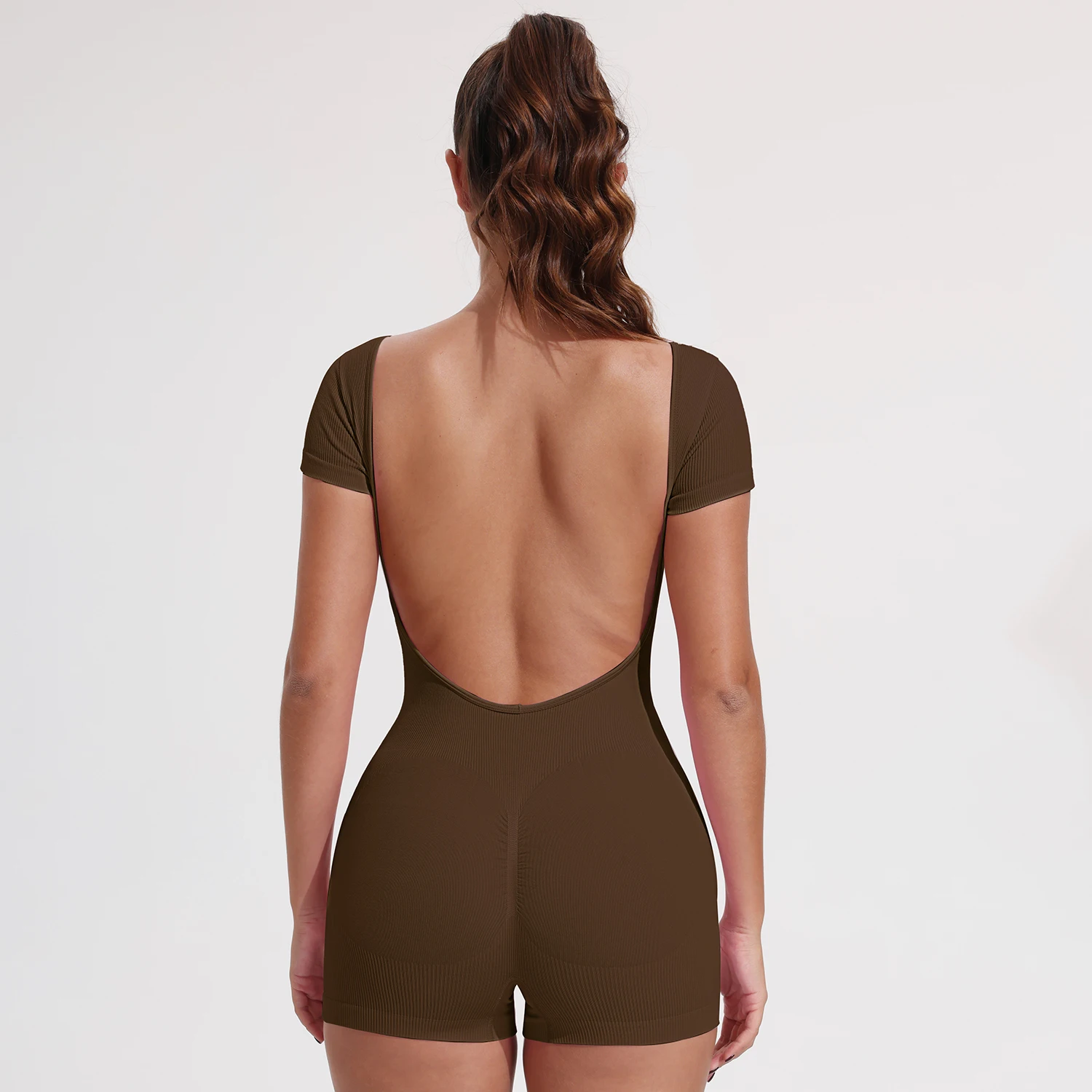 Sommer Sexy Rückenfreie Sport-Overalls Damen Gym Rompers Sportbekleidung Atmungsaktive Bodysuits Einteiliger Anzug Kurze Yoga-Jumpsuits Sommer Sexy Rückenfreie Sport-Overalls Damen Gym Rompers Sportbekleidung Atmungsaktive Bodysuits Einteiliger Anzug Kurze Yoga-Jumpsuits – Bild 4