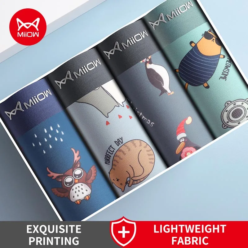 Miiow 4Pcs Tier Druck Männer Unterwäsche Boxer Shorts Jugend Baumwolle Männer Boxershorts Atmungsaktive Unterhose Dessous Männliche Höschen Miiow 4Pcs Tier Druck Männer Unterwäsche Boxer Shorts Jugend Baumwolle Männer Boxershorts Atmungsaktive Unterhose Dessous Männliche Höschen – Bild 10
