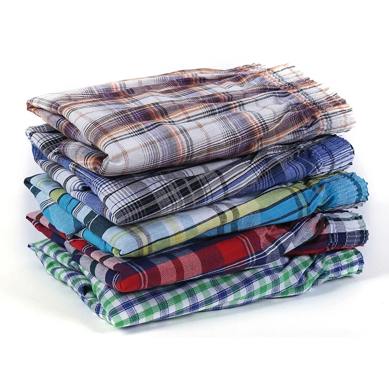 3/5/7 Pcs/Lot Men Plaid Boxer Loose Shorts Underwear Casual Elastic Waistband Button Mens Boxer Underwear Woven Shorts For Home 3/5/7 Pcs/Lot Men Plaid Boxer Loose Shorts Underwear Casual Elastic Waistband Button Mens Boxer Underwear Woven Shorts For Home