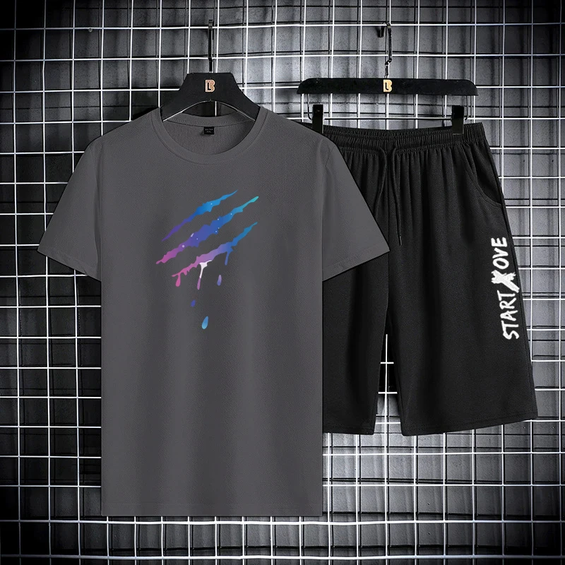 2025 Sommer Dünnes Lässiges Schnelltrocknendes Zweiteiler-Set Herren Sport Outdoor Lauf Kurzarm T-Shirt + Shorts Trainingsanzug 2025 Sommer Dünnes Lässiges Schnelltrocknendes Zweiteiler-Set Herren Sport Outdoor Lauf Kurzarm T-Shirt + Shorts Trainingsanzug – Bild 3