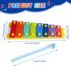 Kids Xylophone, 8-Note Colorful Glockenspiel, 14.3cm Musical Instrument Toy, Educational Gift for Toddlers