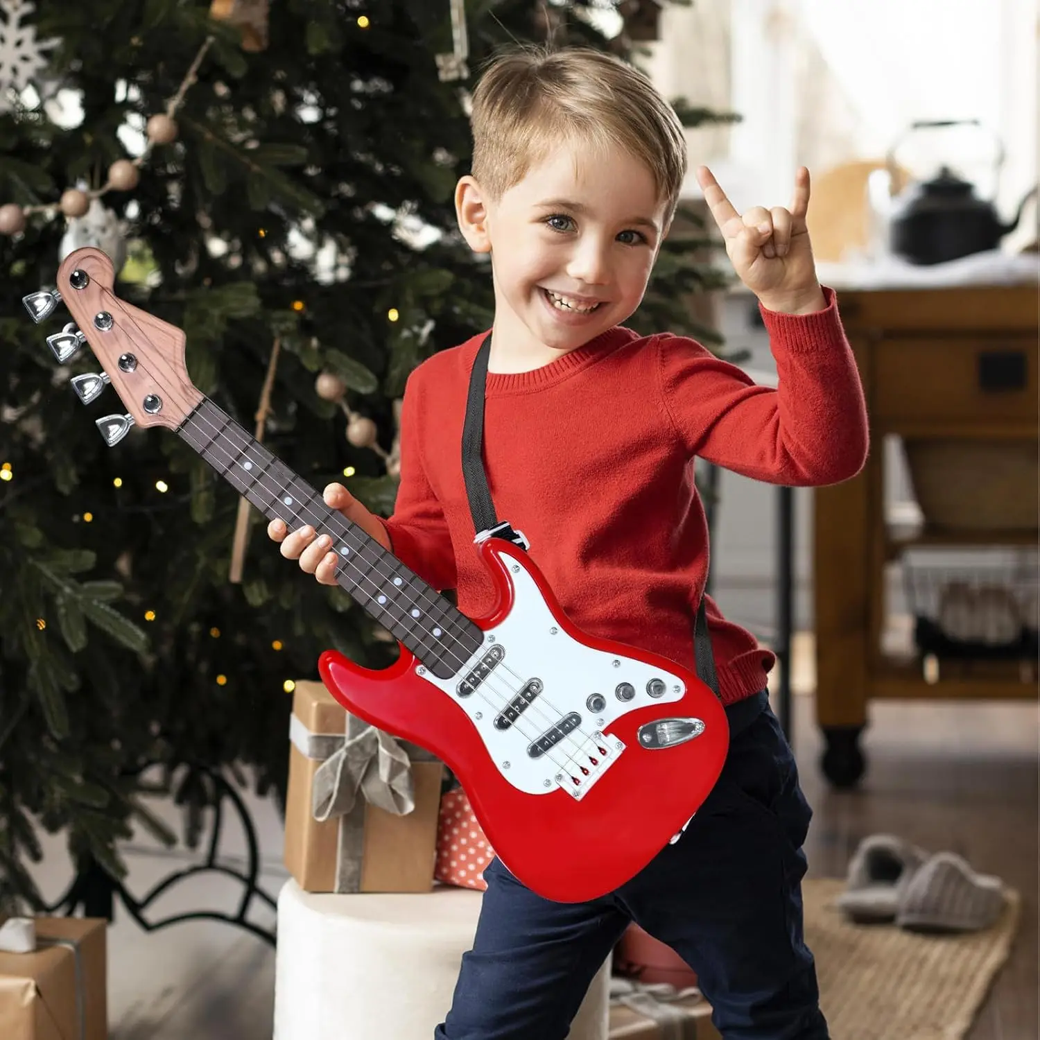 4-String Kids Electric Guitar Toy Multifunctional Portable Children'S Electronic Musical Instrument Gift 4-String Kids Electric Guitar Toy Multifunctional Portable Children'S Electronic Musical Instrument Gift