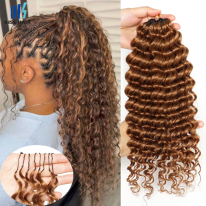# 30 Farbige 100% Echthaar-Strähnen für Highlight Miracle Knots Crochet Deep Wave Feather Crochet Boho Braids Wellige Bulk-Haarverlängerungen