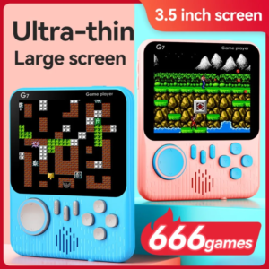 G7 Retro Handheld-Spielkonsole, 3,5-Zoll-LCD, 666 Integrierte Spiele, Tragbare Spielkonsole, USB-Ladekabel, AV-Ausgangskabel