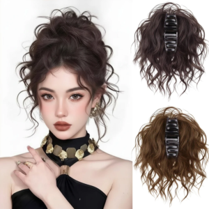 Synthetischer Haarknoten mit Klammer, lateinisch gelockt, voluminös, hoher Pferdeschwanz, Haardonut, Kunsthaar, tägliches Party-Accessoire für Damen