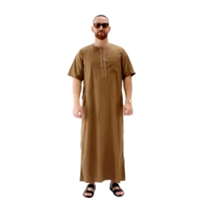 LIBIELIY Europe And The United States Men Large Size Arab Ethnic Robe Long Short Sleeve Middle East Islamic Dubai Simple Casual